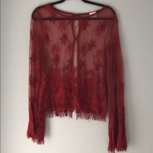 Beautiful lace top deep red